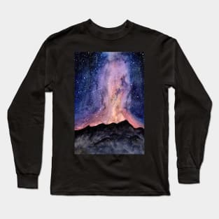 Nebula Night Sky - Hand Painted Watercolour Long Sleeve T-Shirt